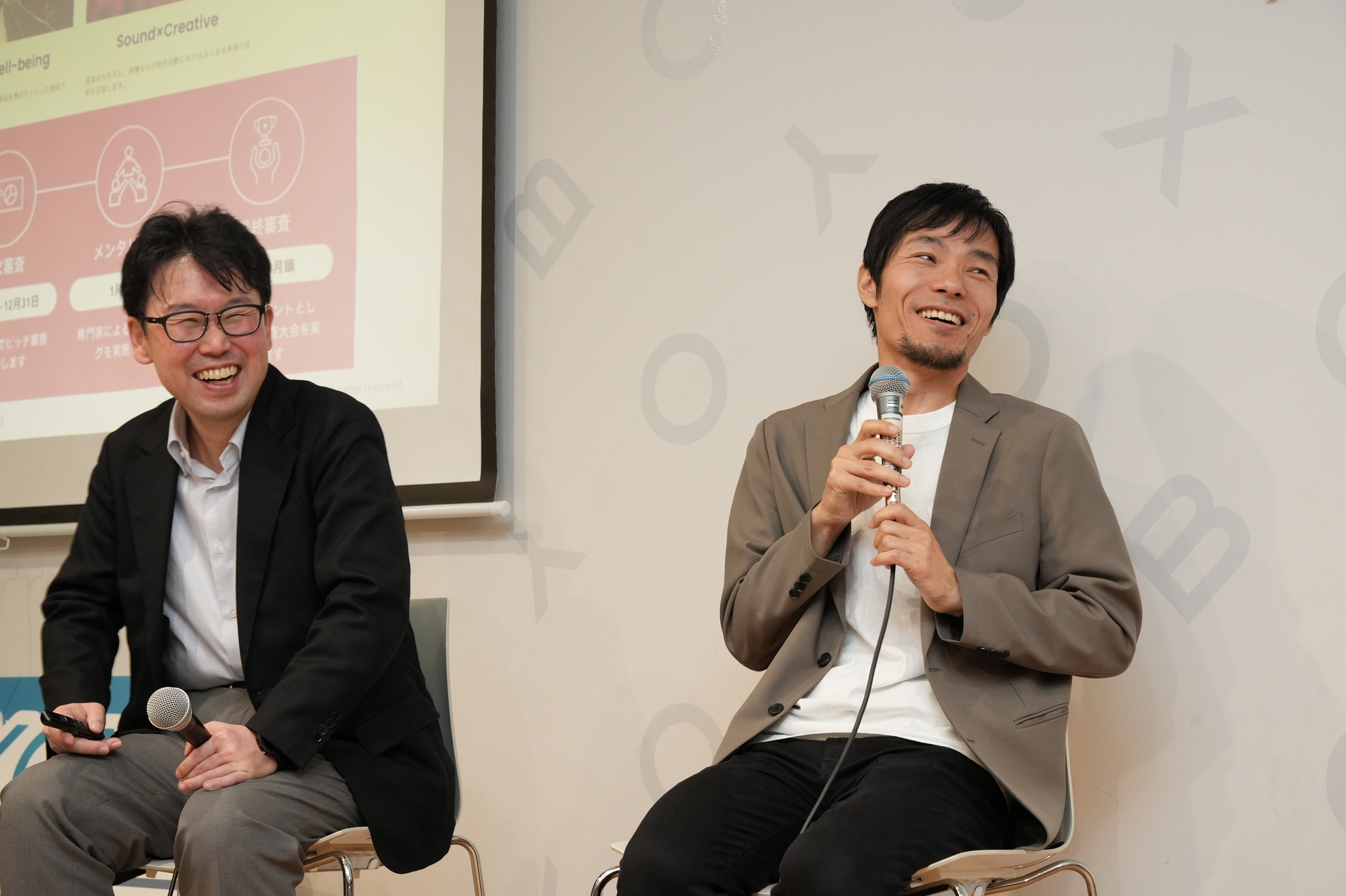笑顔で語る　ヤマハ株式会社　北瀬氏(左)　倉光氏(右)